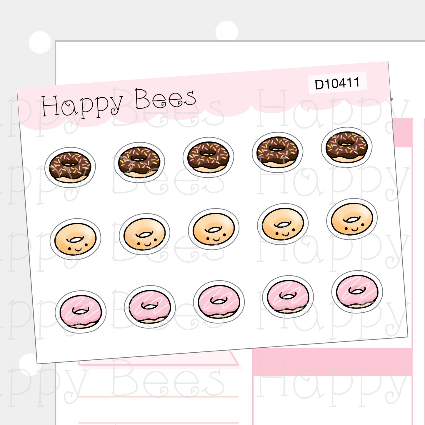 Mini Doughnut Doodles - Cute Food Dessert Planner Stickers D10411