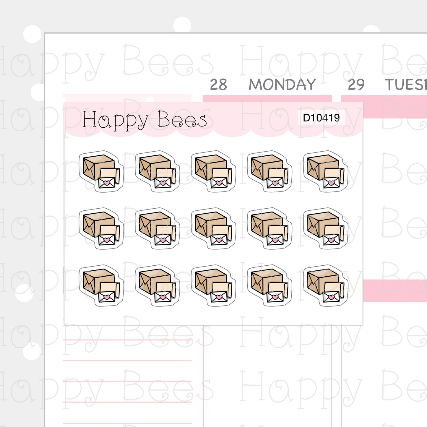 Parcel Mini Doodles - Cute Delivery Happy Mail Planner Stickers D10419
