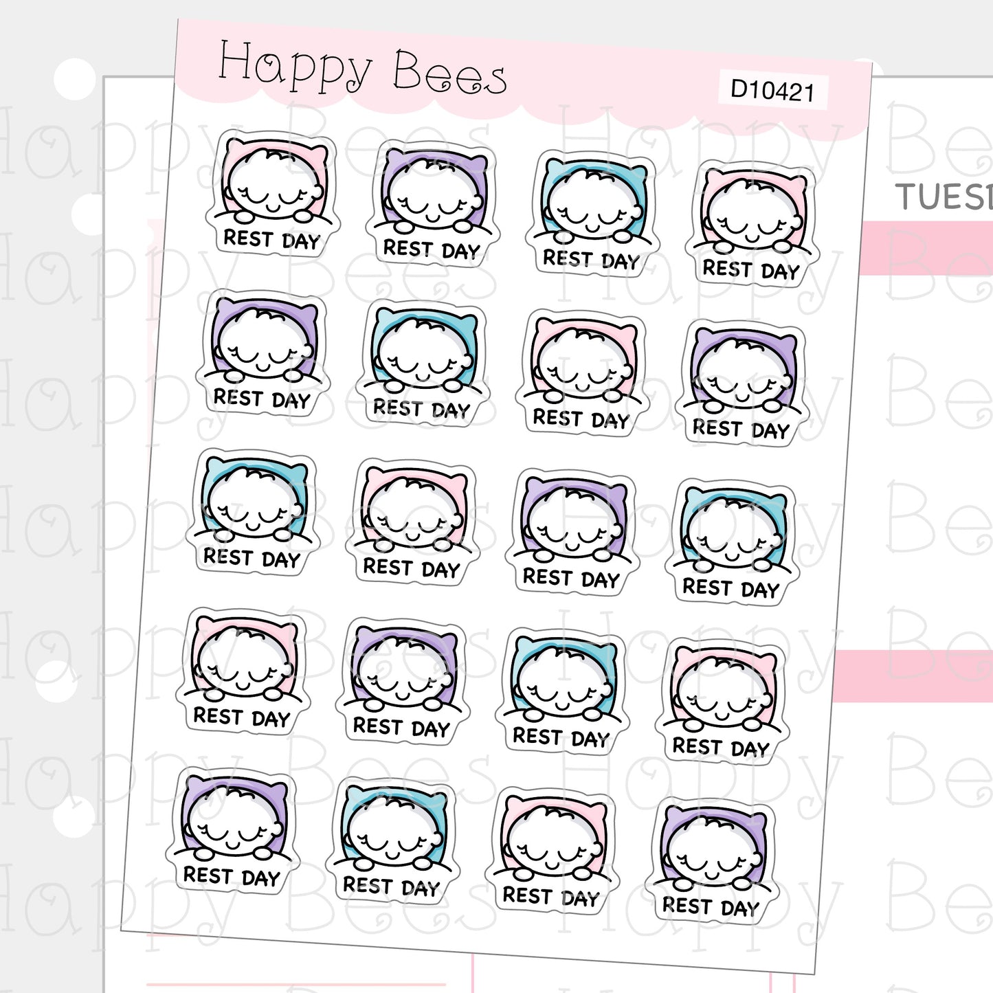 Rest Day Doodles- Cute Day Off Planner Stickers D10421