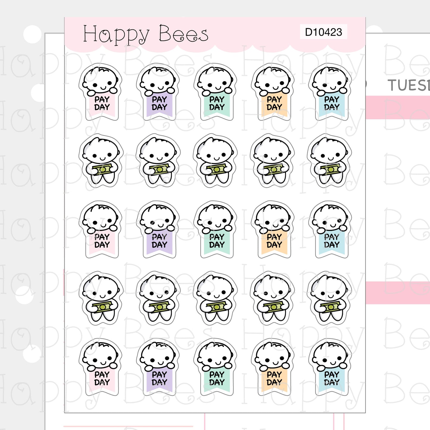 Payday Doodles Vol. 2 - Cute Finance Money Planner Stickers D10423