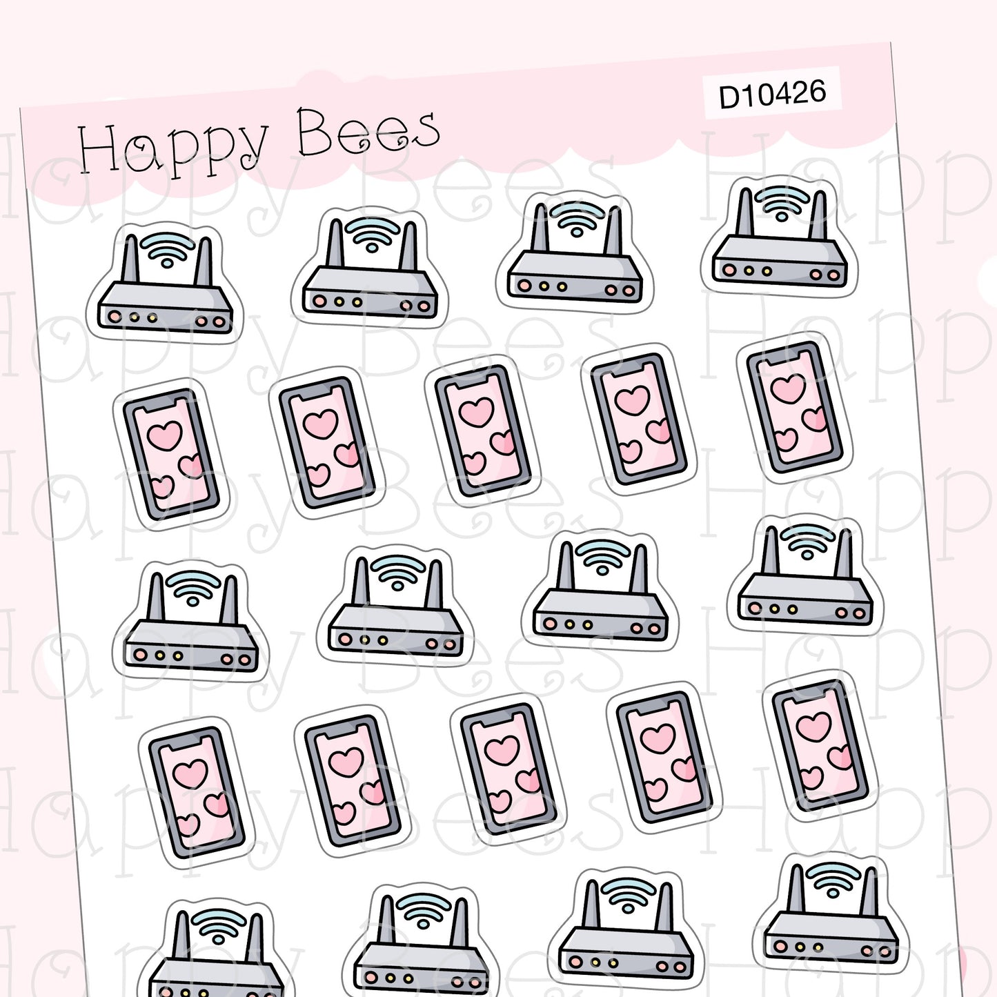 Internet & Mobile Phone Doodles - Cute Finance Bills Planner Stickers D10426