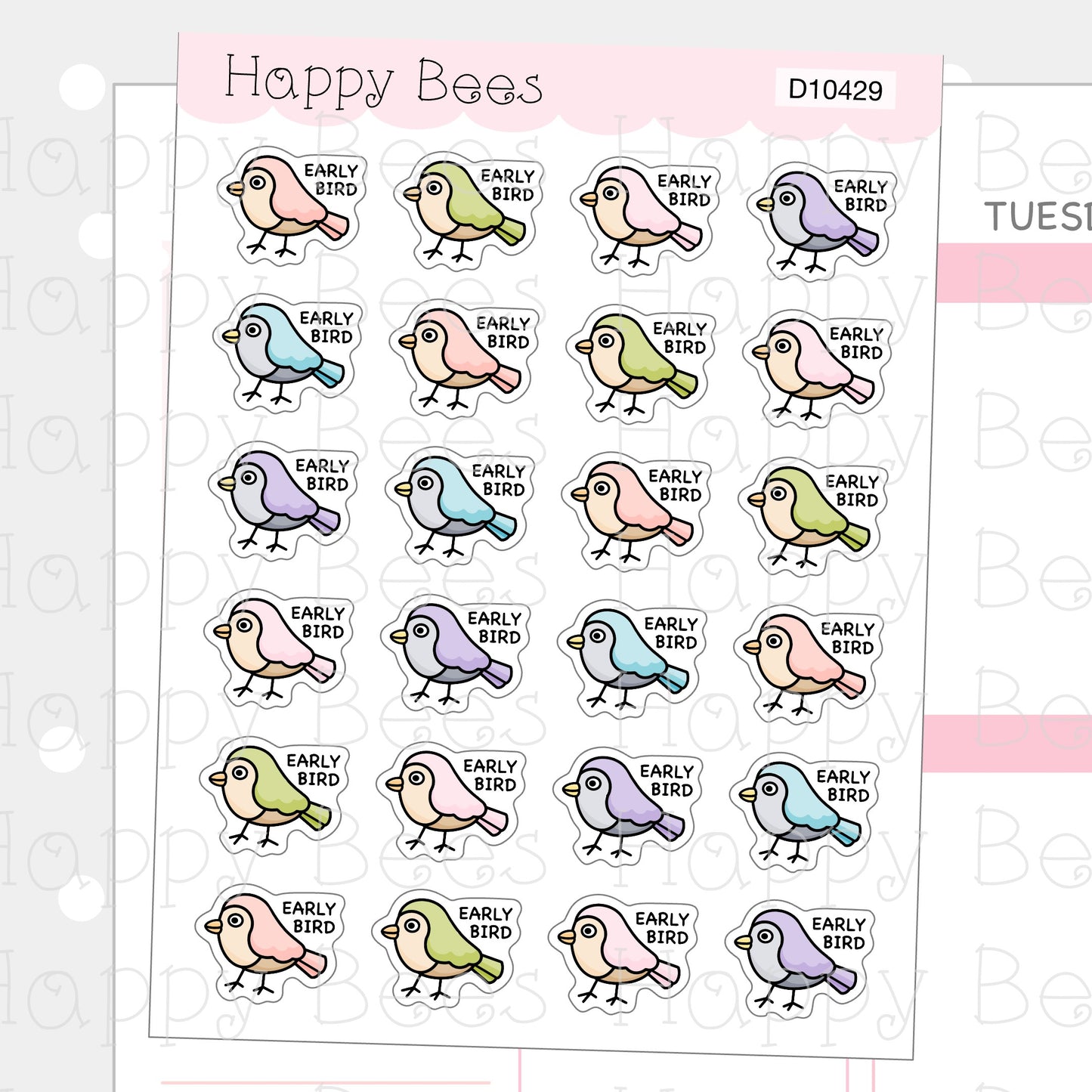 Early Bird Doodles - Cute Reminder Functional Planner Stickers D10429