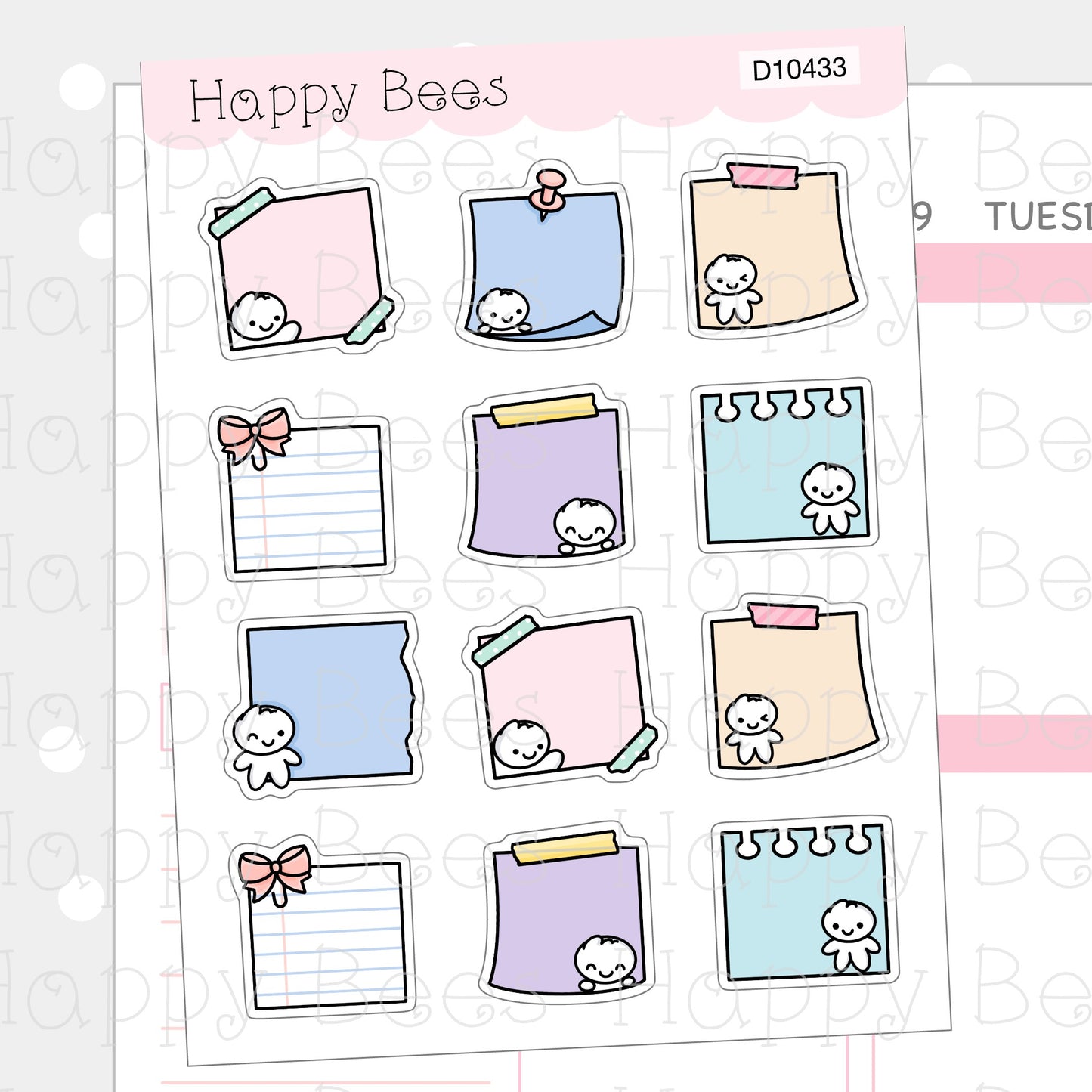 Sticky Notes - Cute Doodles Functional Planner Stickers D10433
