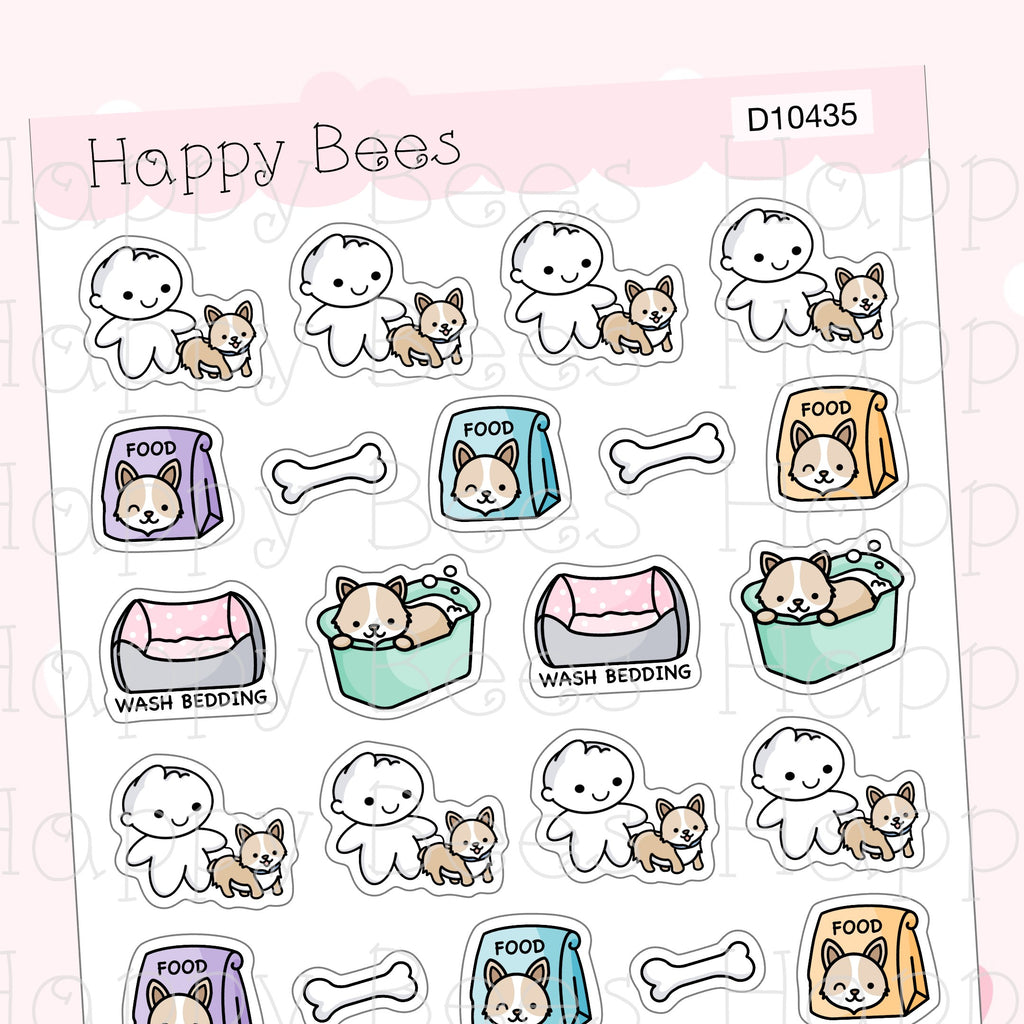 Dog Care Doodles - Cute Pet Food Dog Walk Bath Planner Stickers D10435