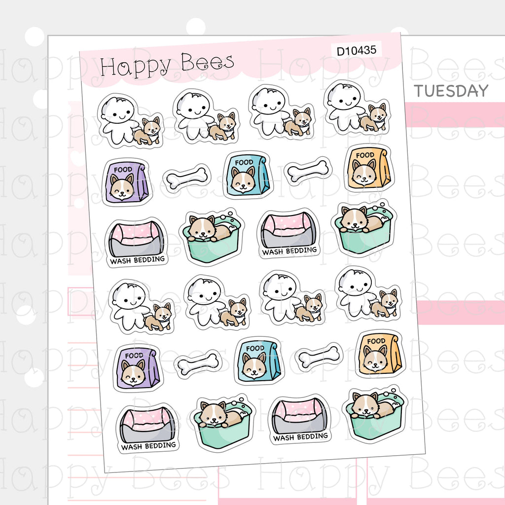 Dog Care Doodles - Cute Pet Food Dog Walk Bath Planner Stickers D10435