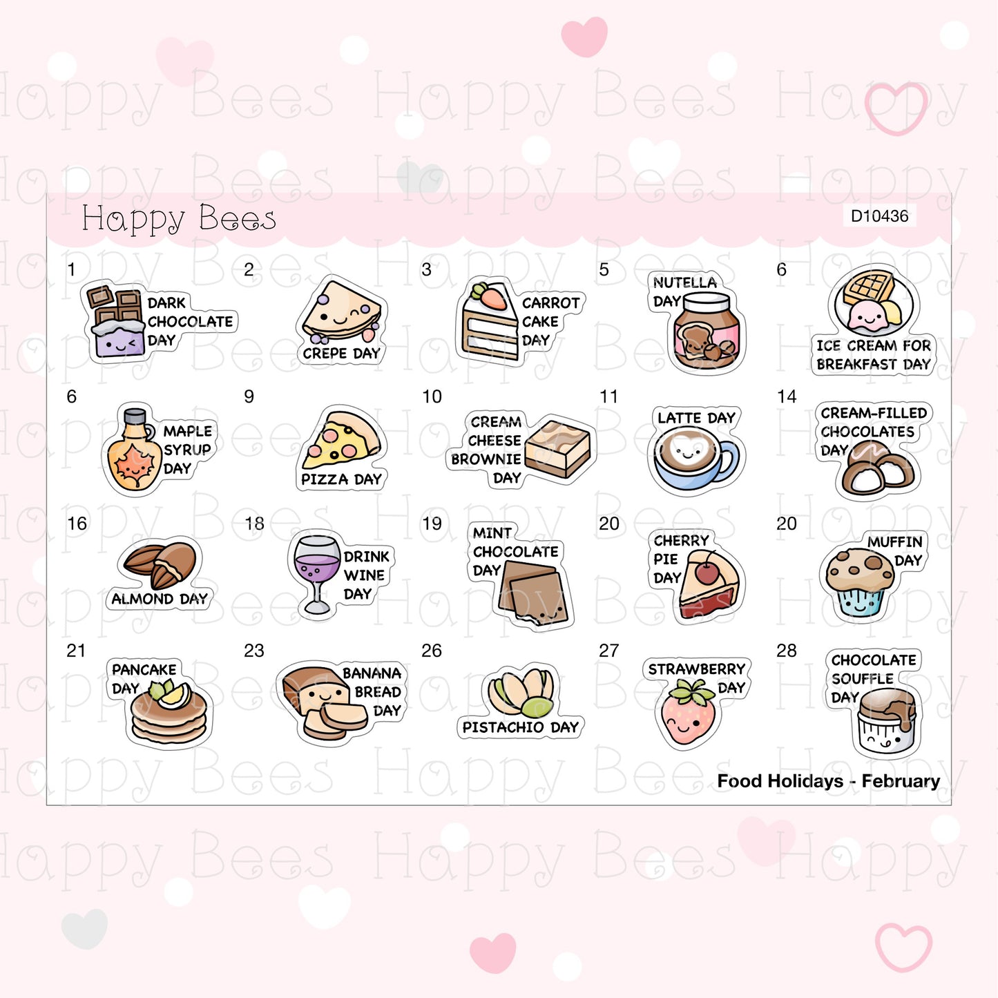 Food Holiday Doodles / January to June 2023 - Cute Festival Planner Stickers