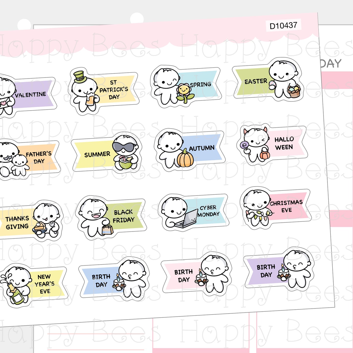 Festival & Holiday Doodles - Cute Functional Planner Stickers D10437