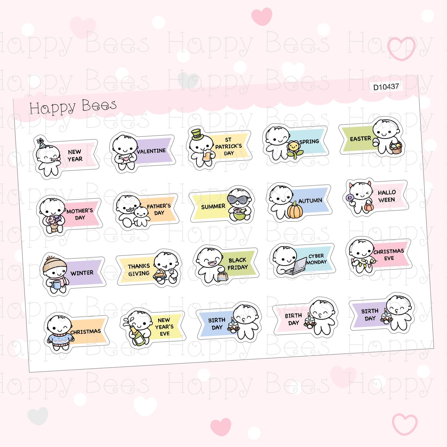 Festival & Holiday Doodles - Cute Functional Planner Stickers D10437