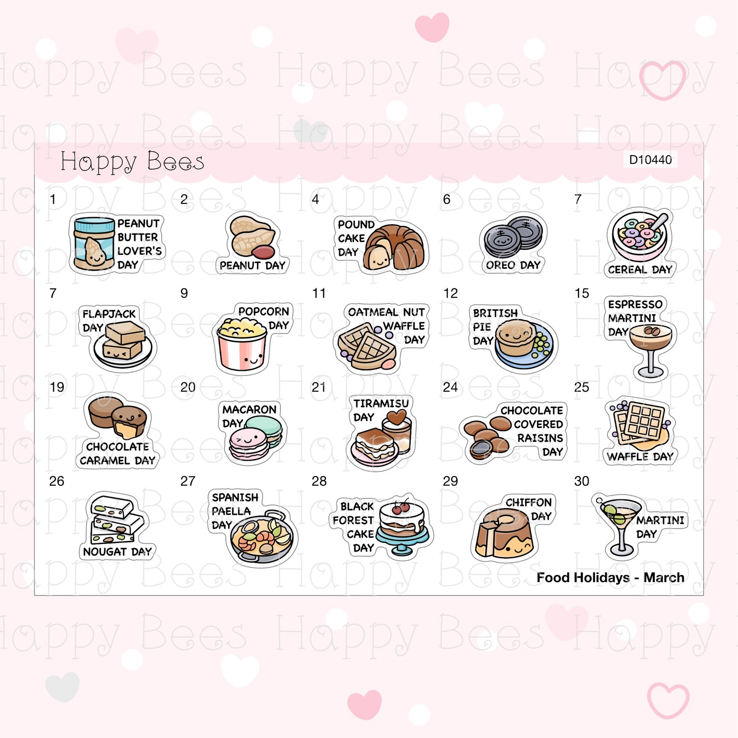 Food Holiday Doodles / January to June 2023 - Cute Festival Planner Stickers