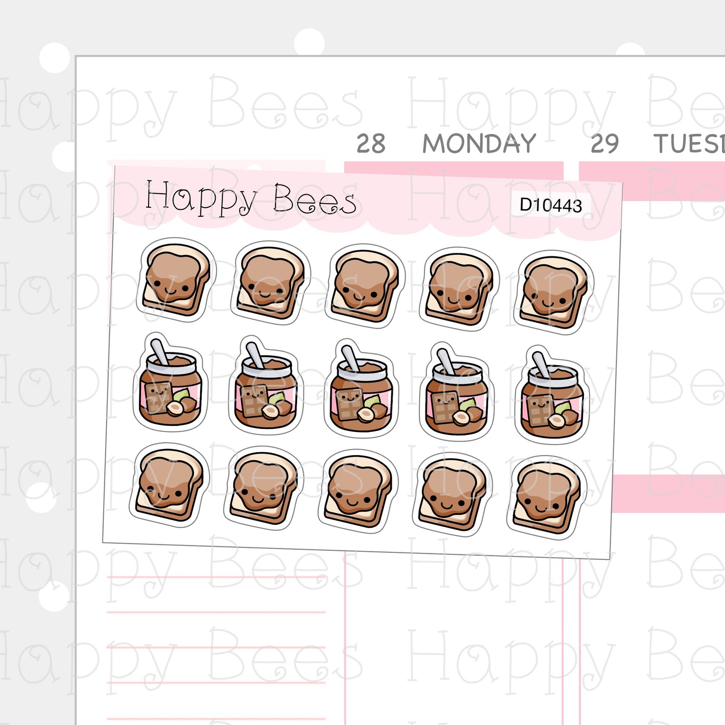 Chocolate Hazelnut Doodles - Cute Food Planner Stickers D10443