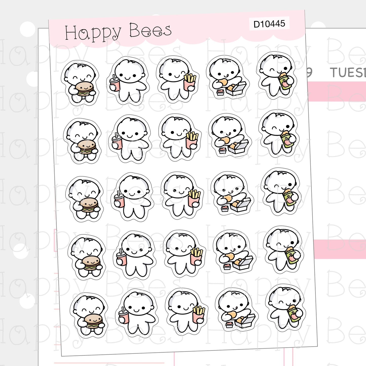 Fast Food Doodles Vol. 2 - Cute Takeout Planner Stickers D10445