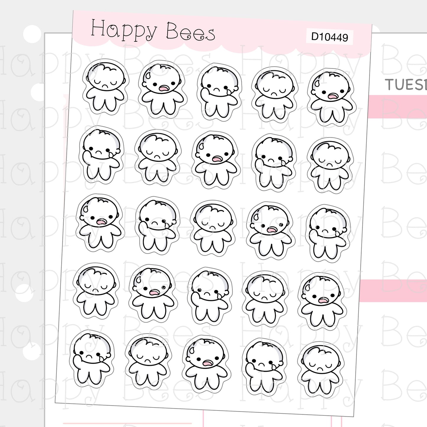 Sad Doodles - Cute Emotion Planner Stickers D10449