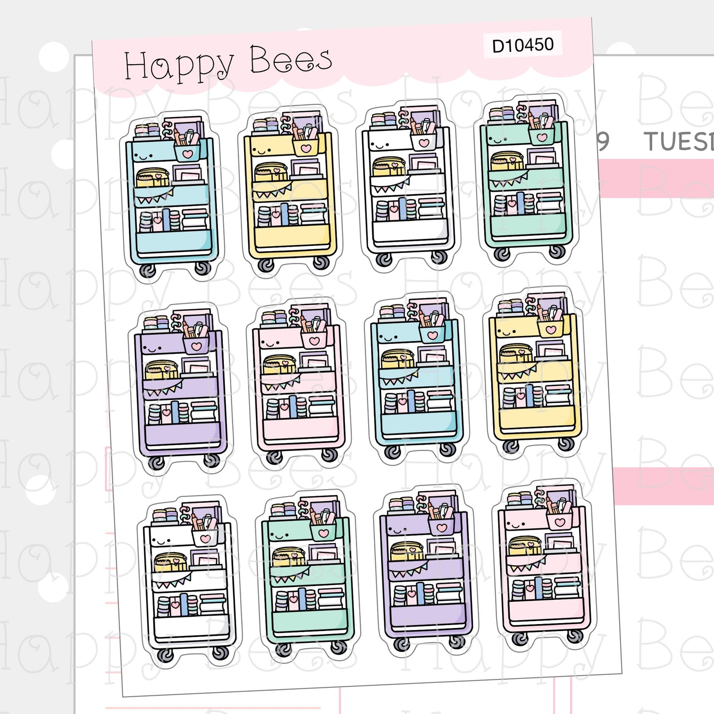 Planner Cart Doodles - Cute Planning Planner Stickers D10450