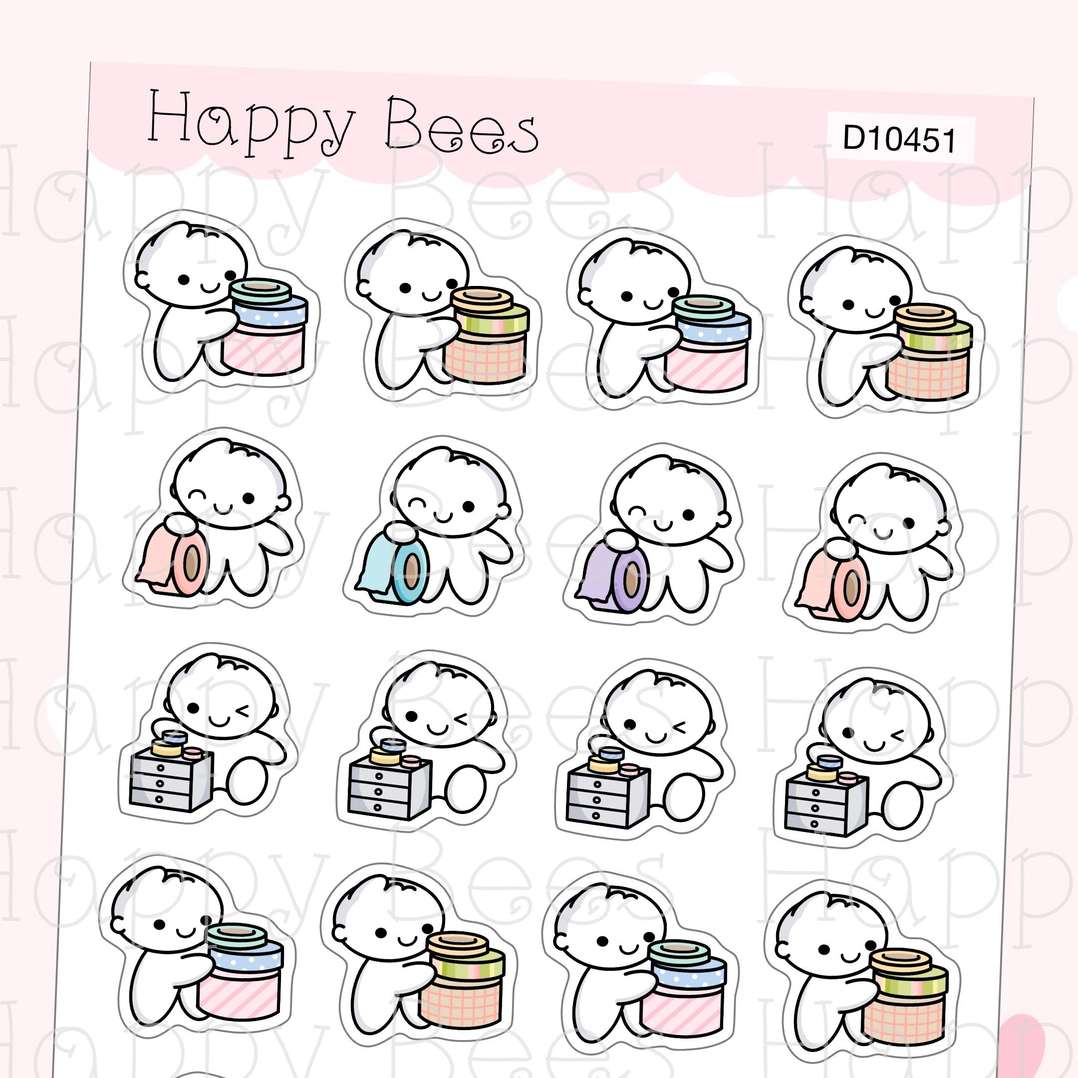 Washi Tape Doodles - Cute Planning Planner Stickers D10451