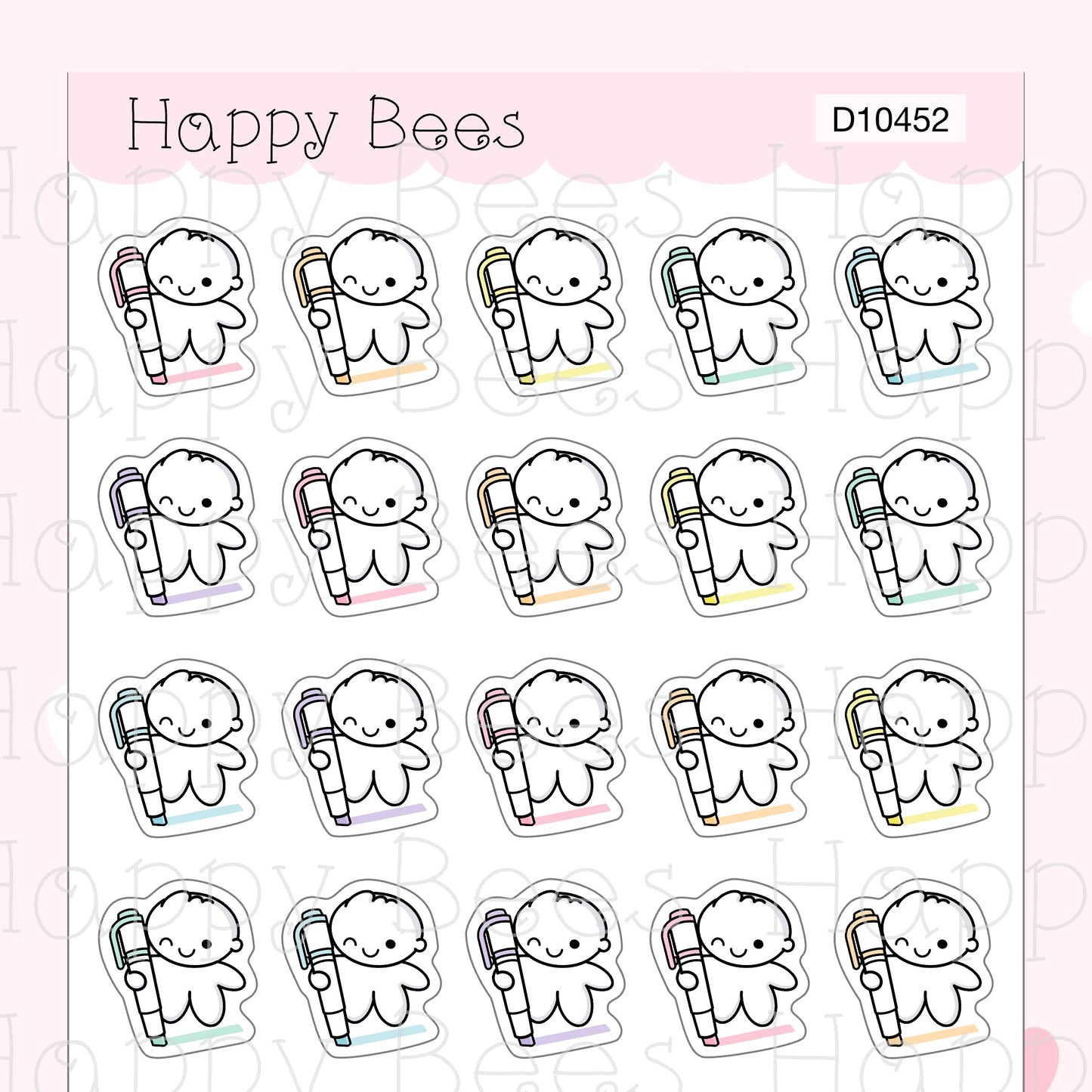 Highlighter Doodles Vol. 1 - Cute Planning Pens Planner Stickers D10452