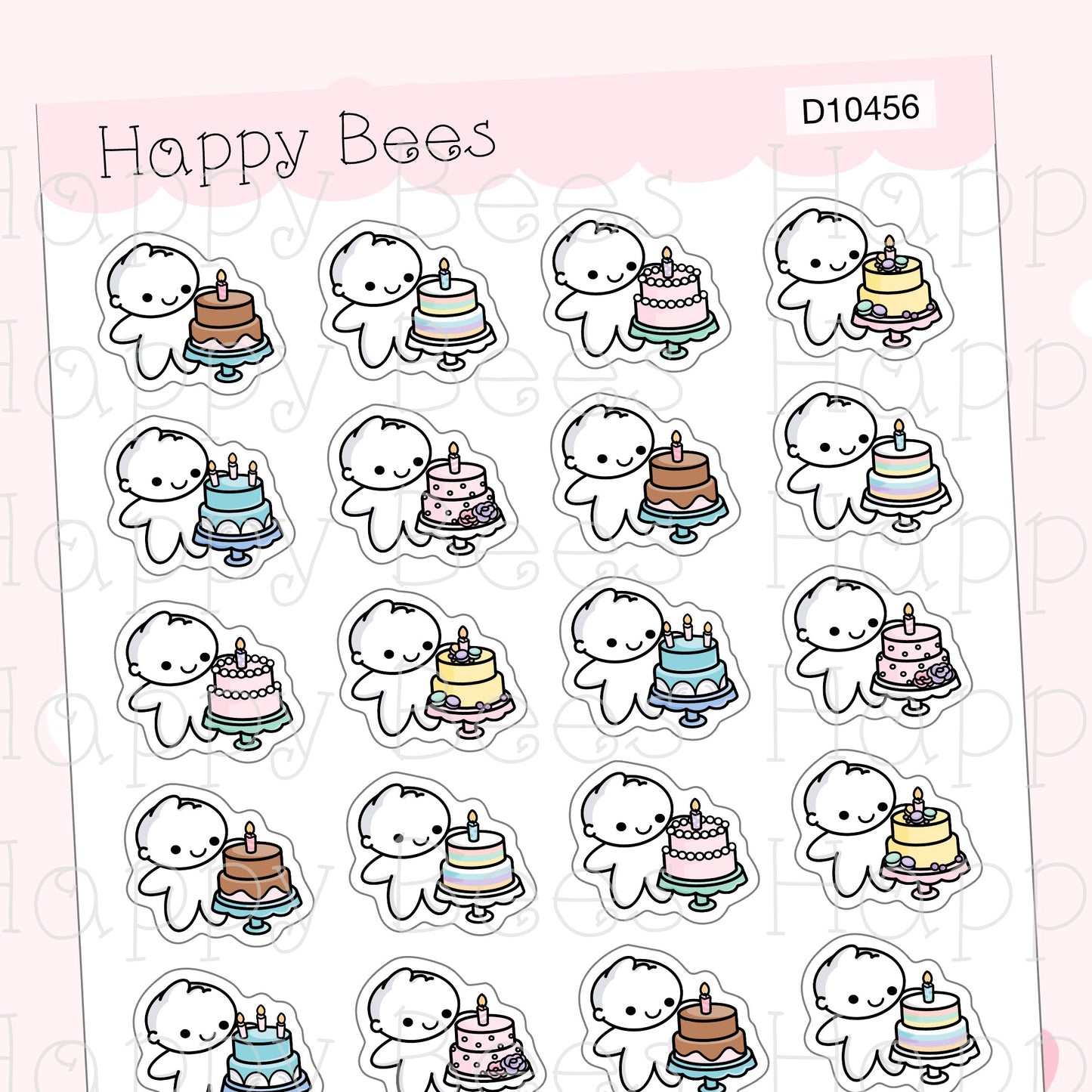 Birthday Cake Doodles  - Cute Celebration Food Planner Stickers D10456