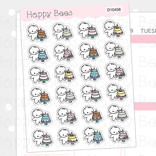 Birthday Cake Doodles  - Cute Celebration Food Planner Stickers D10456
