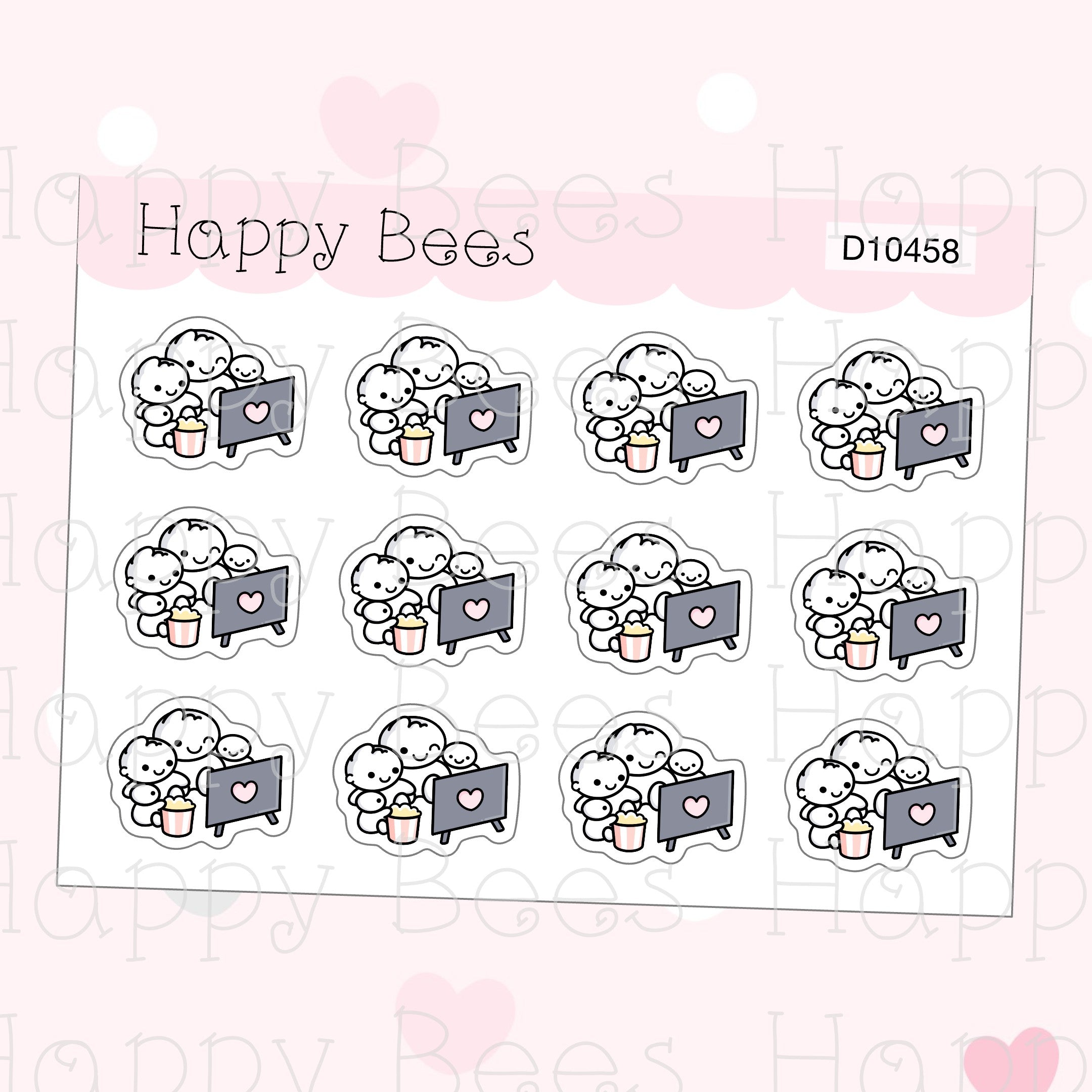 Family Binge Watch Doodles - Cute Tv Television Movie Planner Stickers D10458