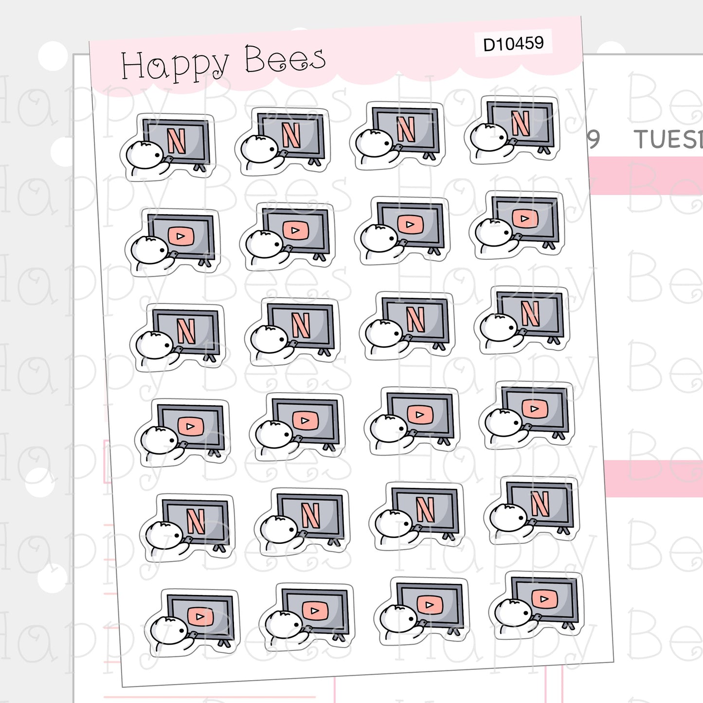 Binge Watch Doodles - Cute Tv Program Television Planner Stickers D10459