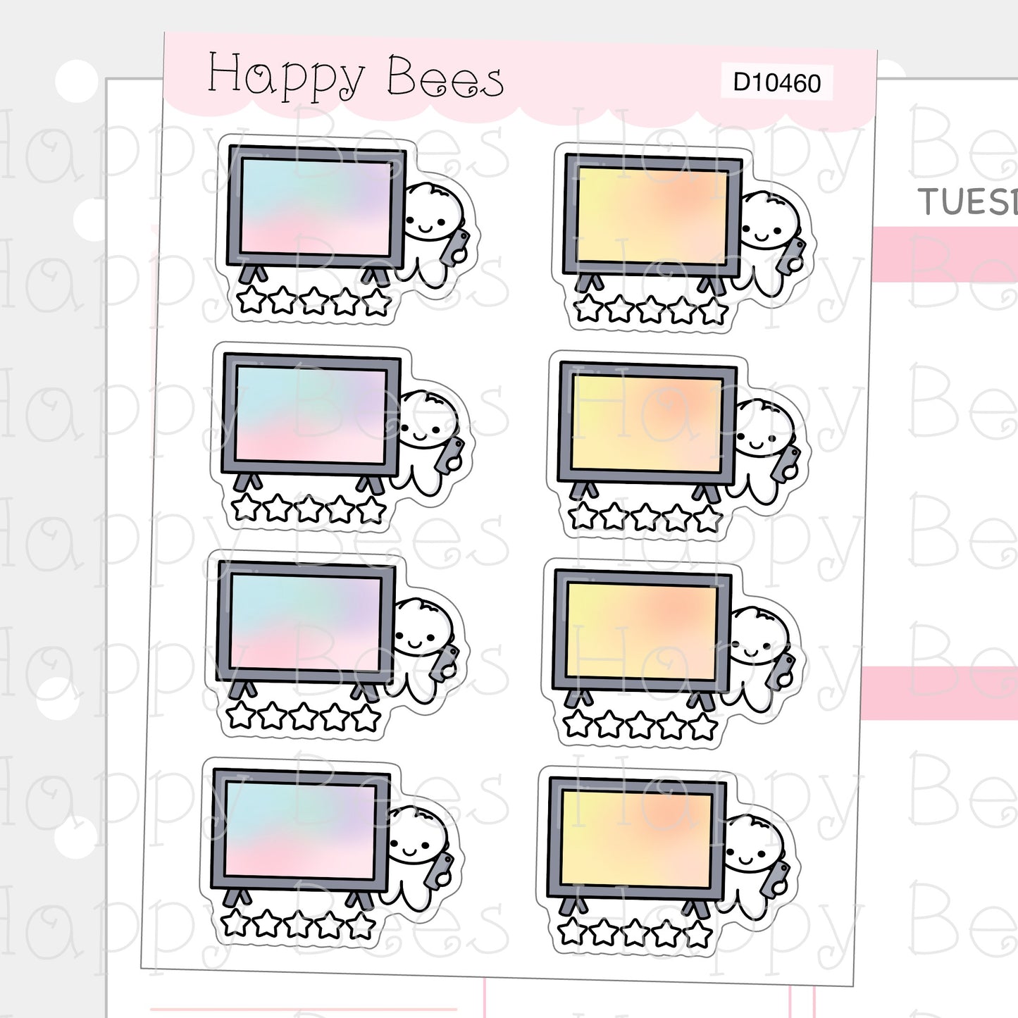 Binge Watch Review Doodles - Cute Tv Program Rating Planner Stickers D10460