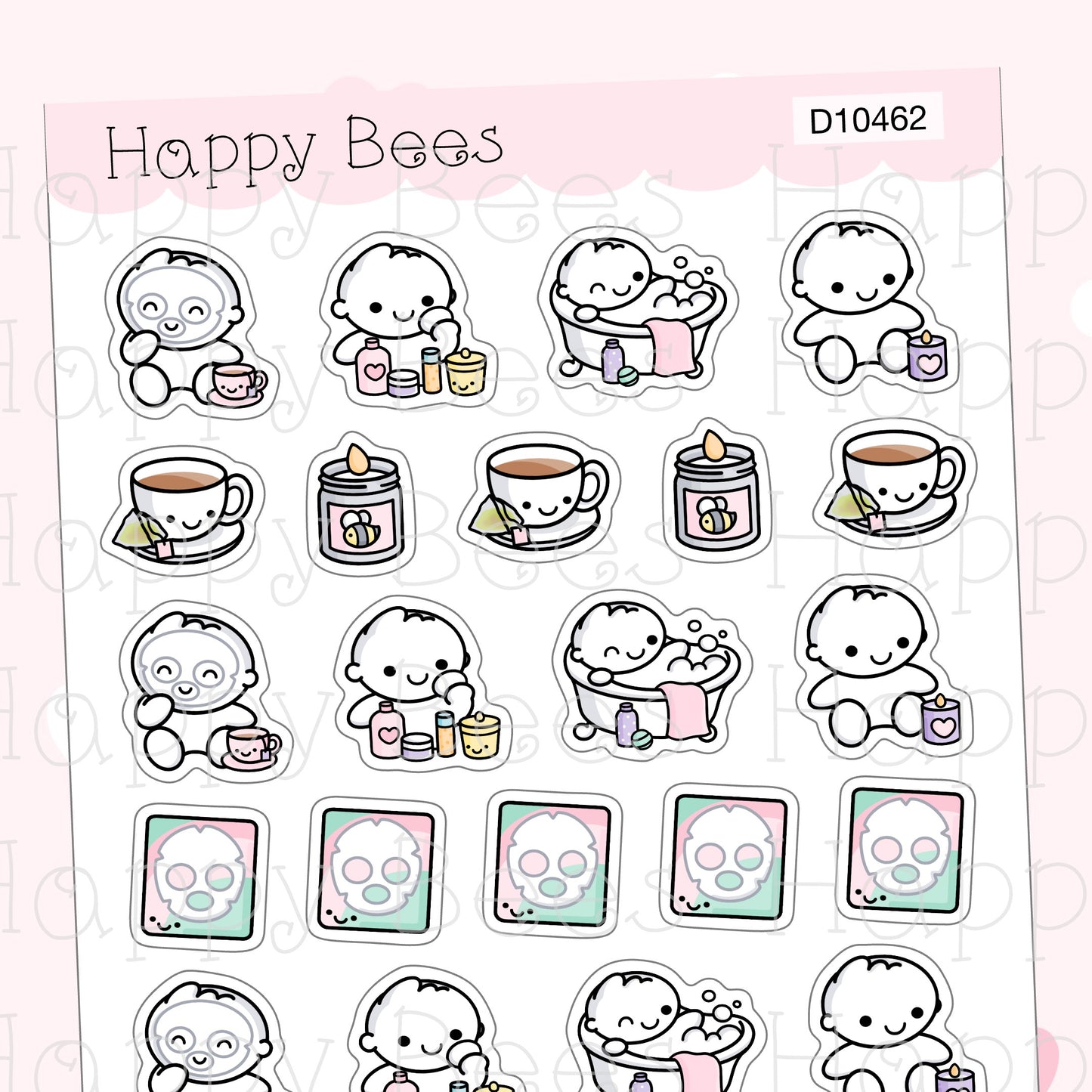Relax Time Doodles - Cute Mental Health Planner Stickers D10462