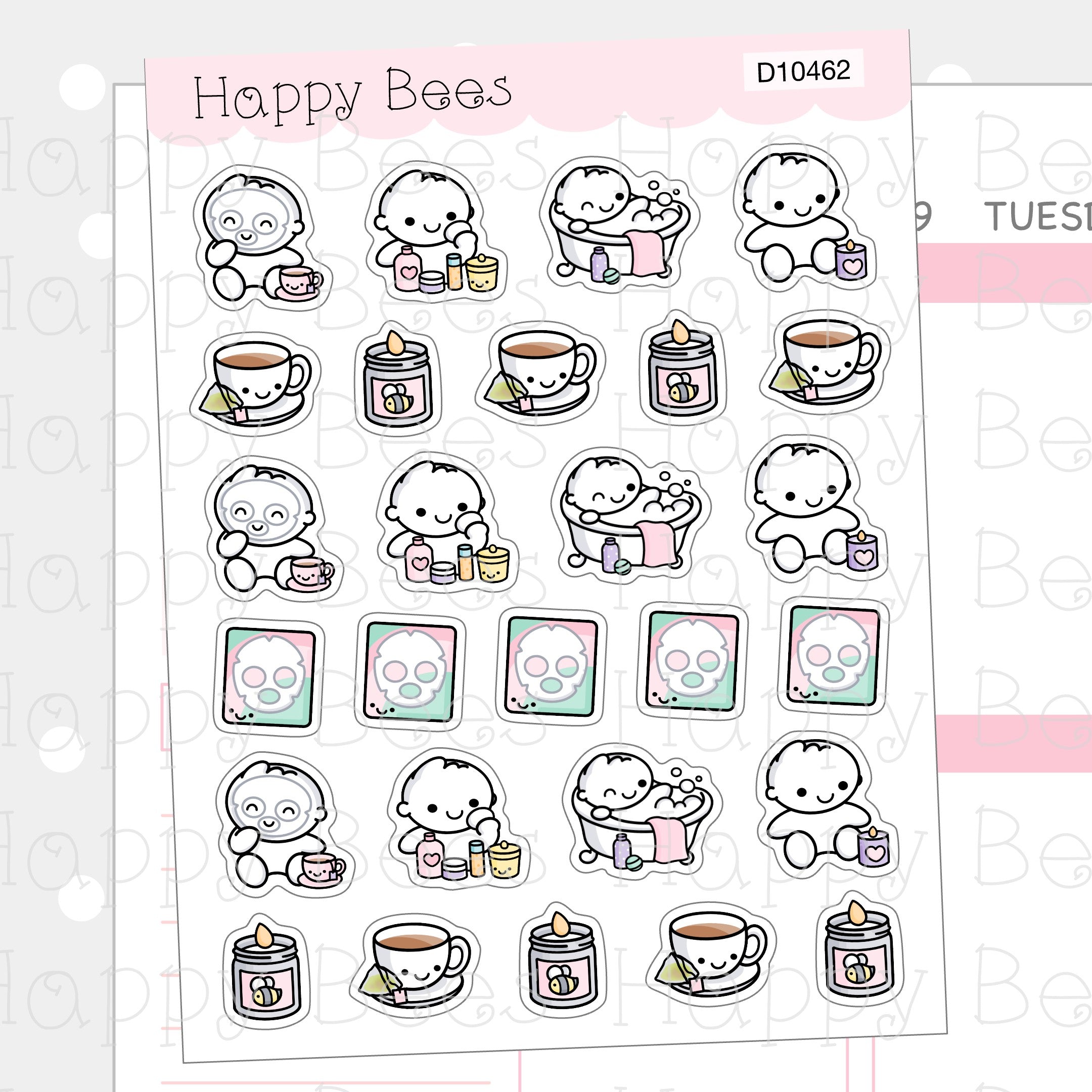 Relax Time Doodles - Cute Mental Health Planner Stickers D10462