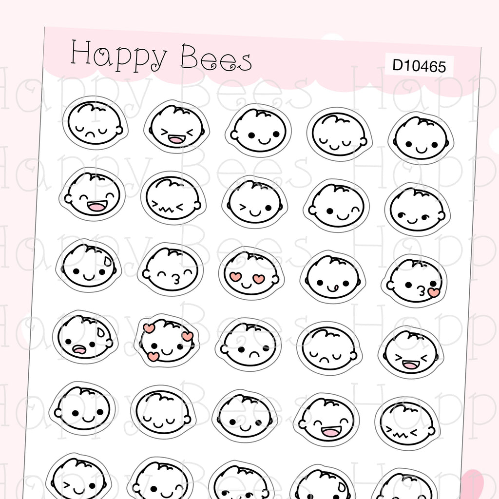 Mood Doodles Vol. 2 - Cute Emotion Heads Planner Stickers D10465