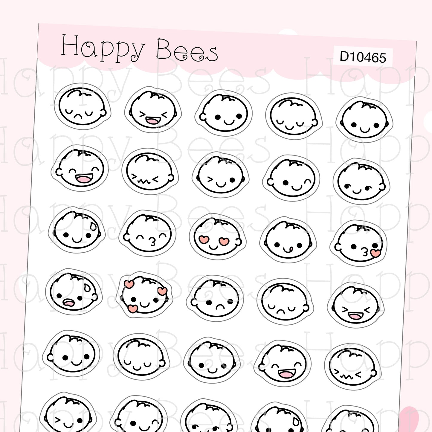 Mood Doodles Vol. 2 - Cute Emotion Heads Planner Stickers D10465