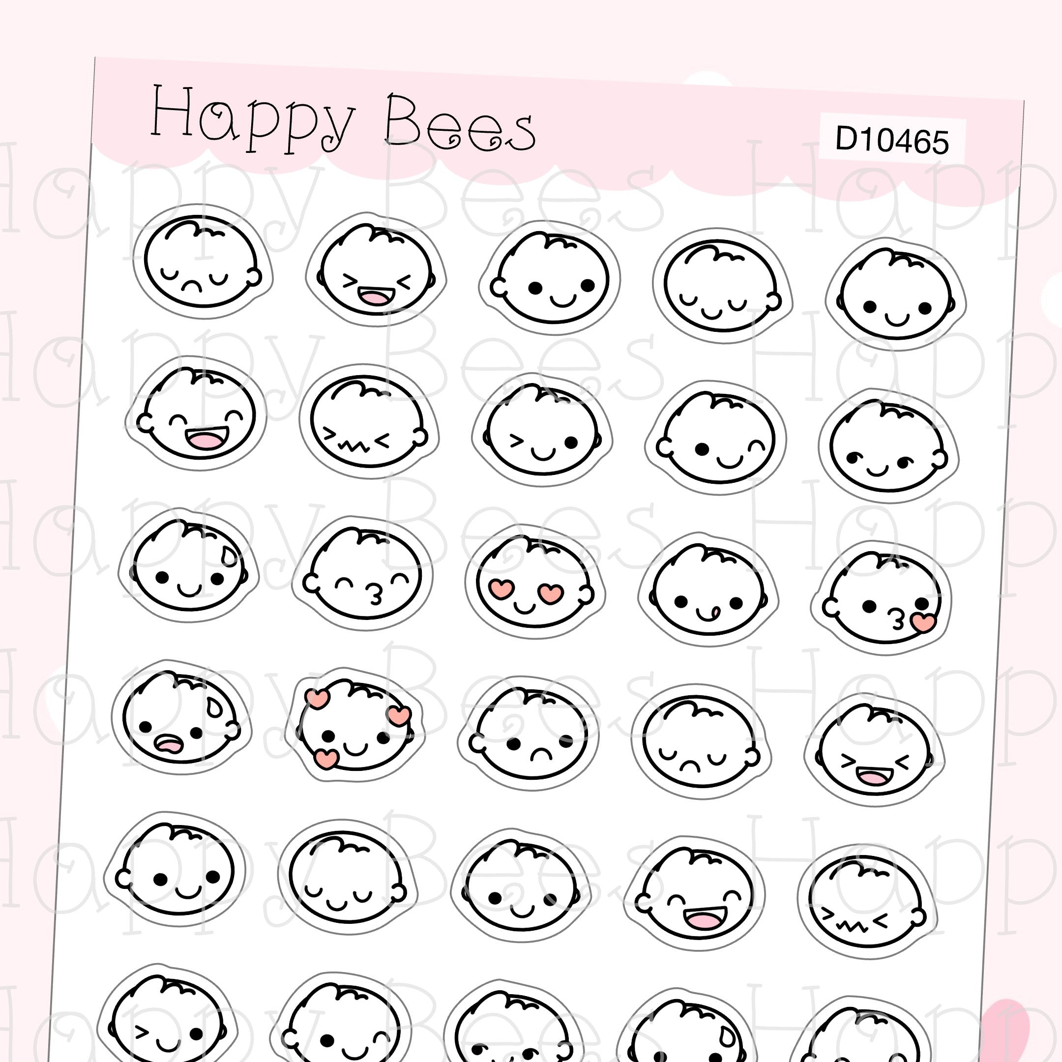 Mood Doodles Vol. 2 - Cute Emotion Heads Planner Stickers D10465
