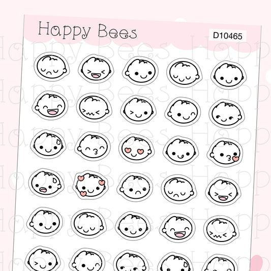 Mood Doodles Vol. 2 - Cute Emotion Heads Planner Stickers D10465