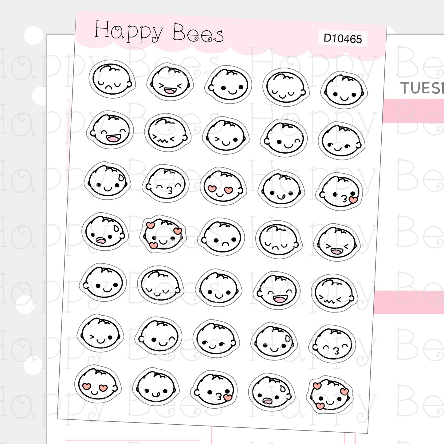 Mood Doodles Vol. 2 - Cute Emotion Heads Planner Stickers D10465