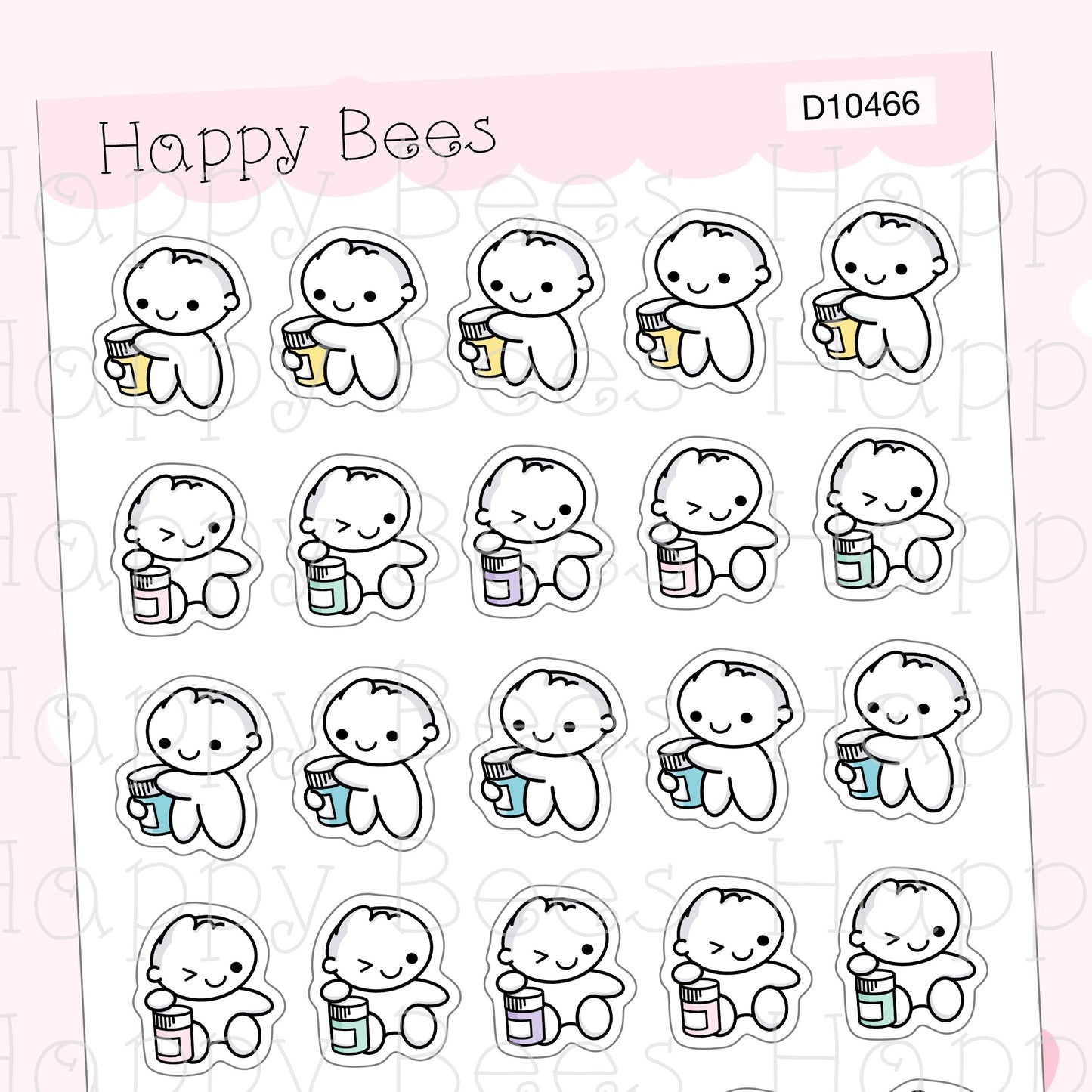 Pill Bottle Doodles - Cute Medication Sick Planner Stickers D10466