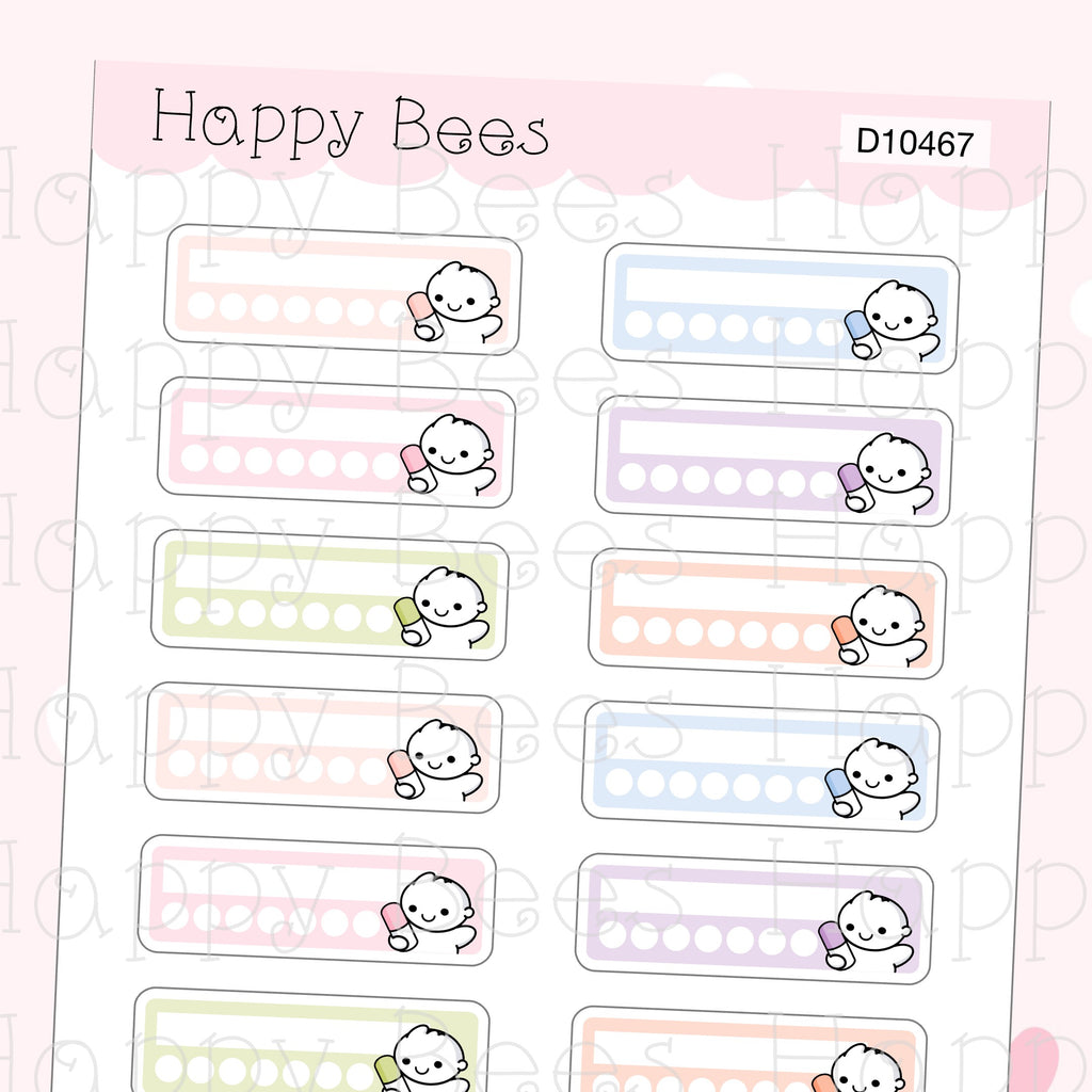Medicine Weekly Tracker - Cute Medication Sick Planner Stickers D10467
