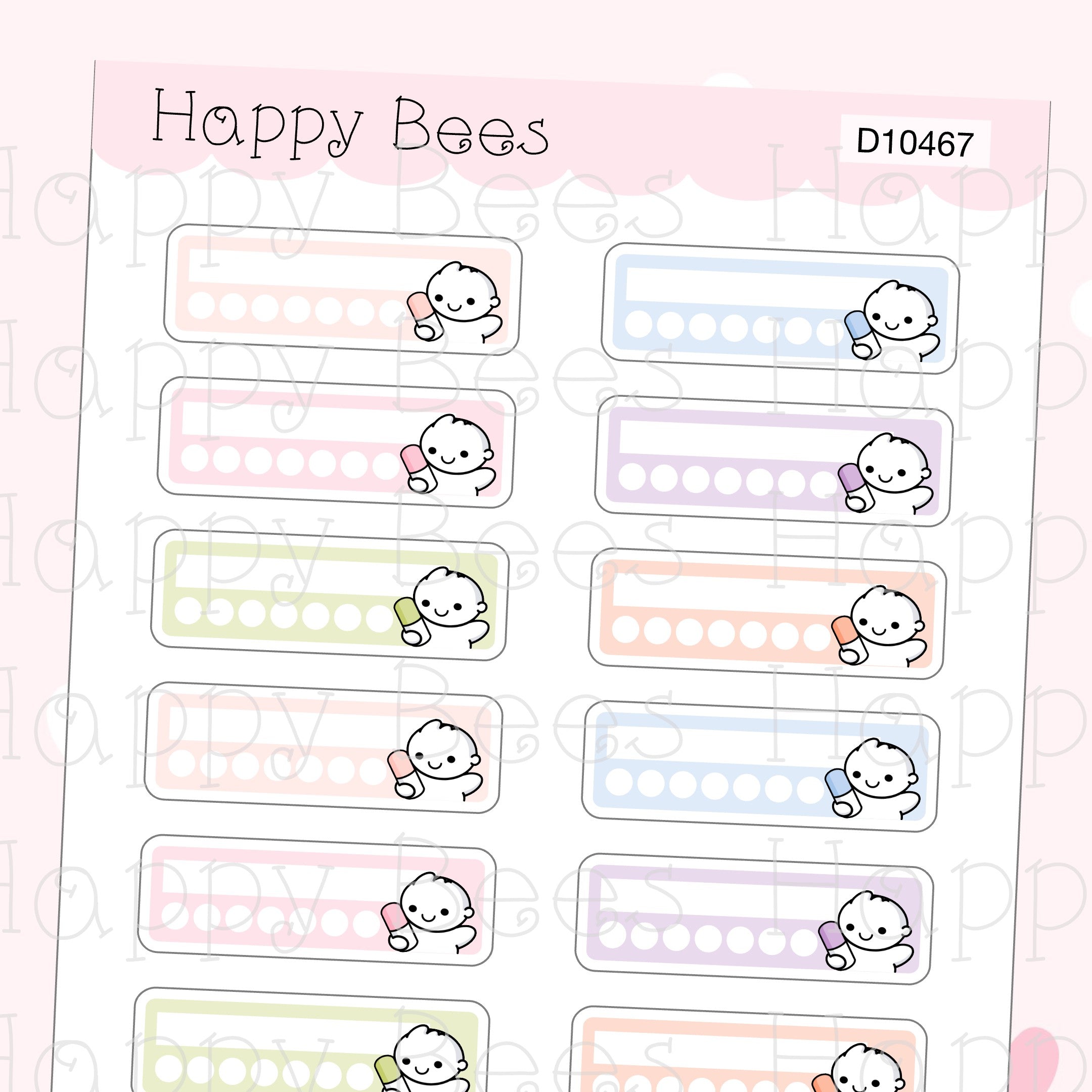 Medicine Weekly Tracker - Cute Medication Sick Planner Stickers D10467