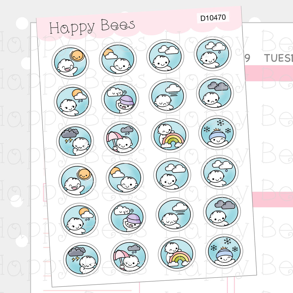Weather Icons - Cute Doodles Functional Planner Stickers D10470