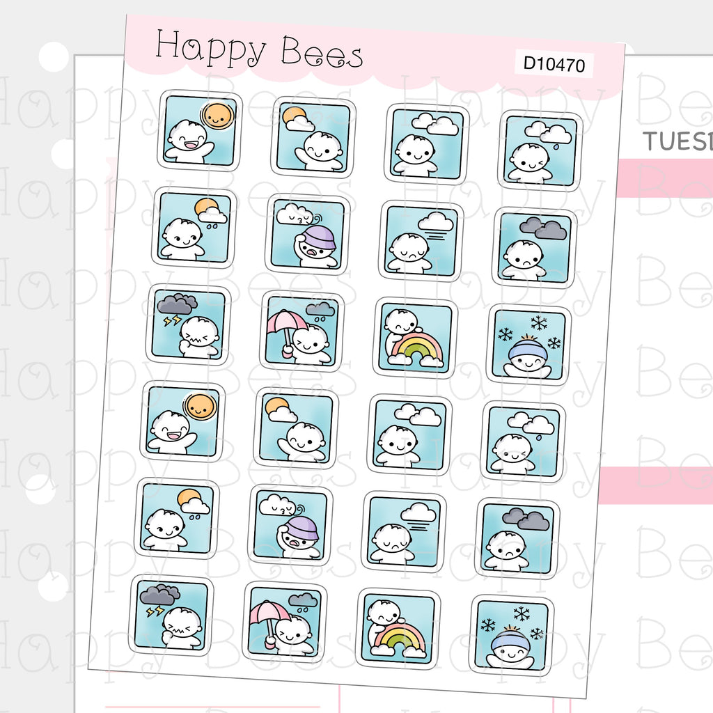 Weather Icons - Cute Doodles Functional Planner Stickers D10470
