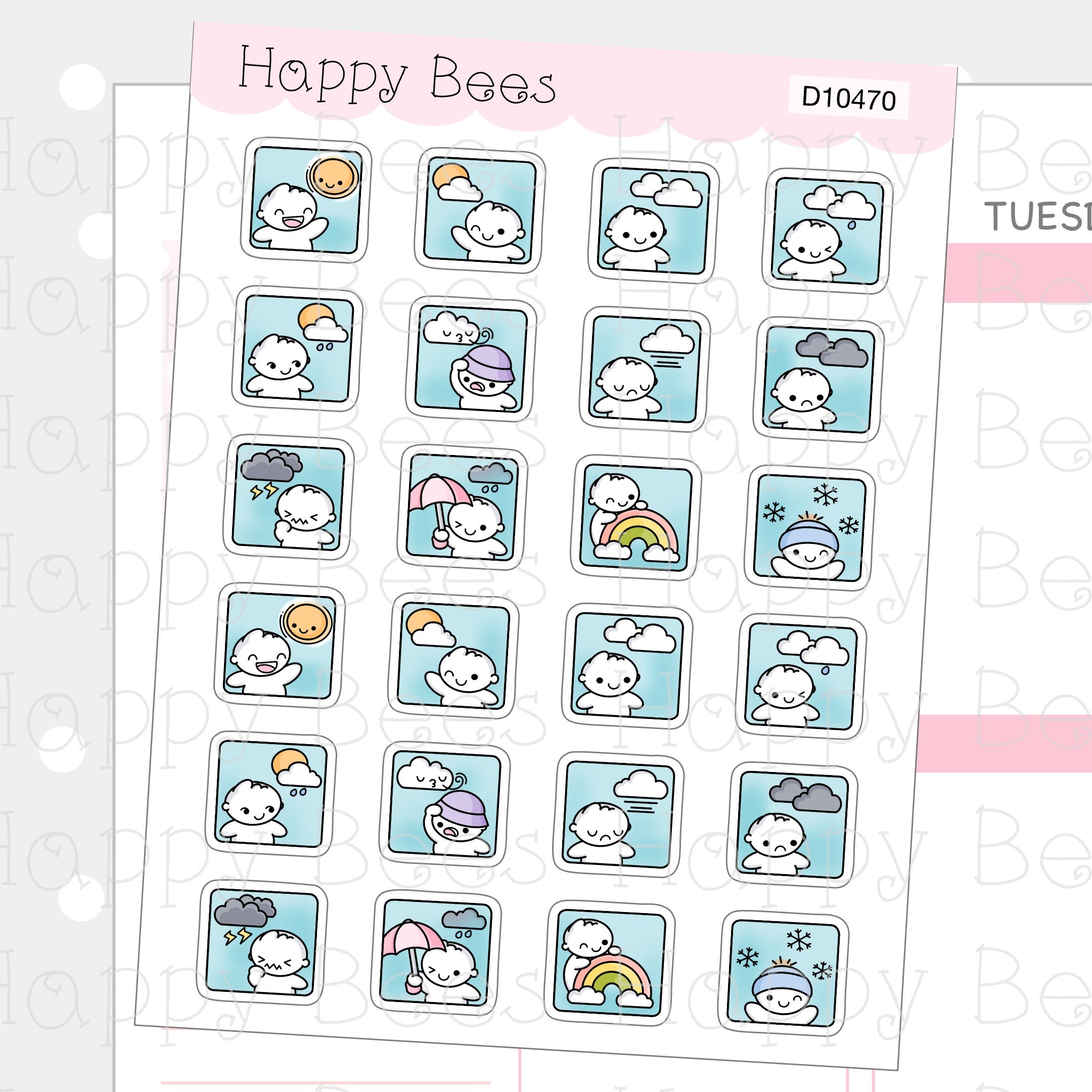 Weather Icons - Cute Doodles Functional Planner Stickers D10470