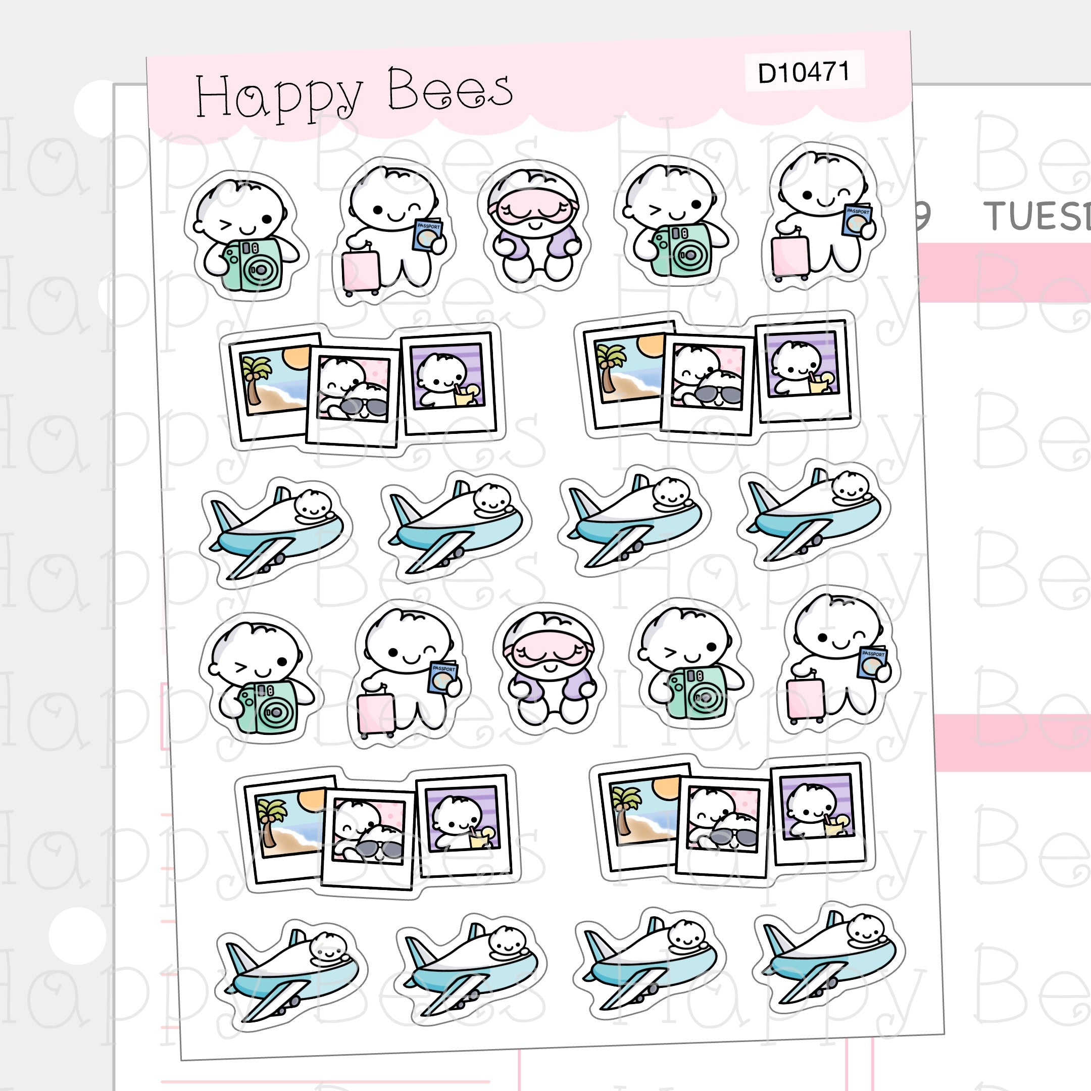 Travel & Vacation Doodles Vol. 2 - Cute Holiday Trip Planner Stickers D10471
