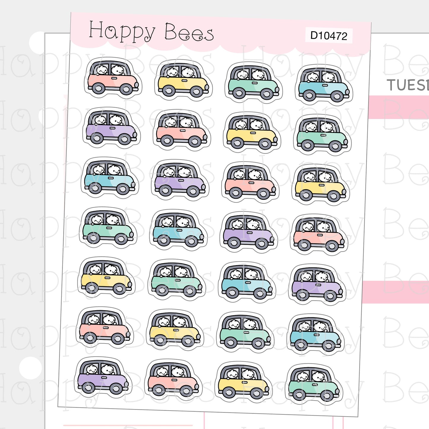 Road Trip Doodles - Cute Holiday Car Planner Stickers D10472