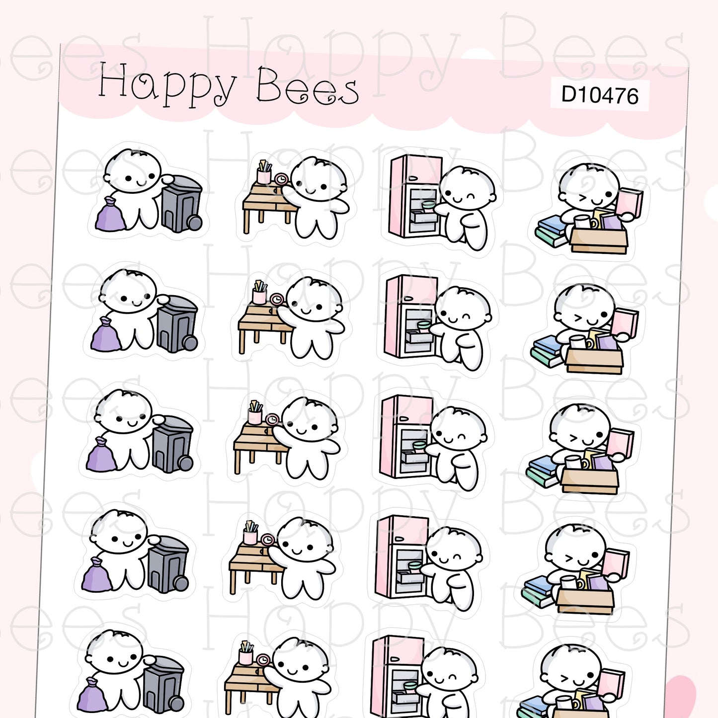 Decluttering Doodles - Cute Chores Cleaning Planner Stickers D10476