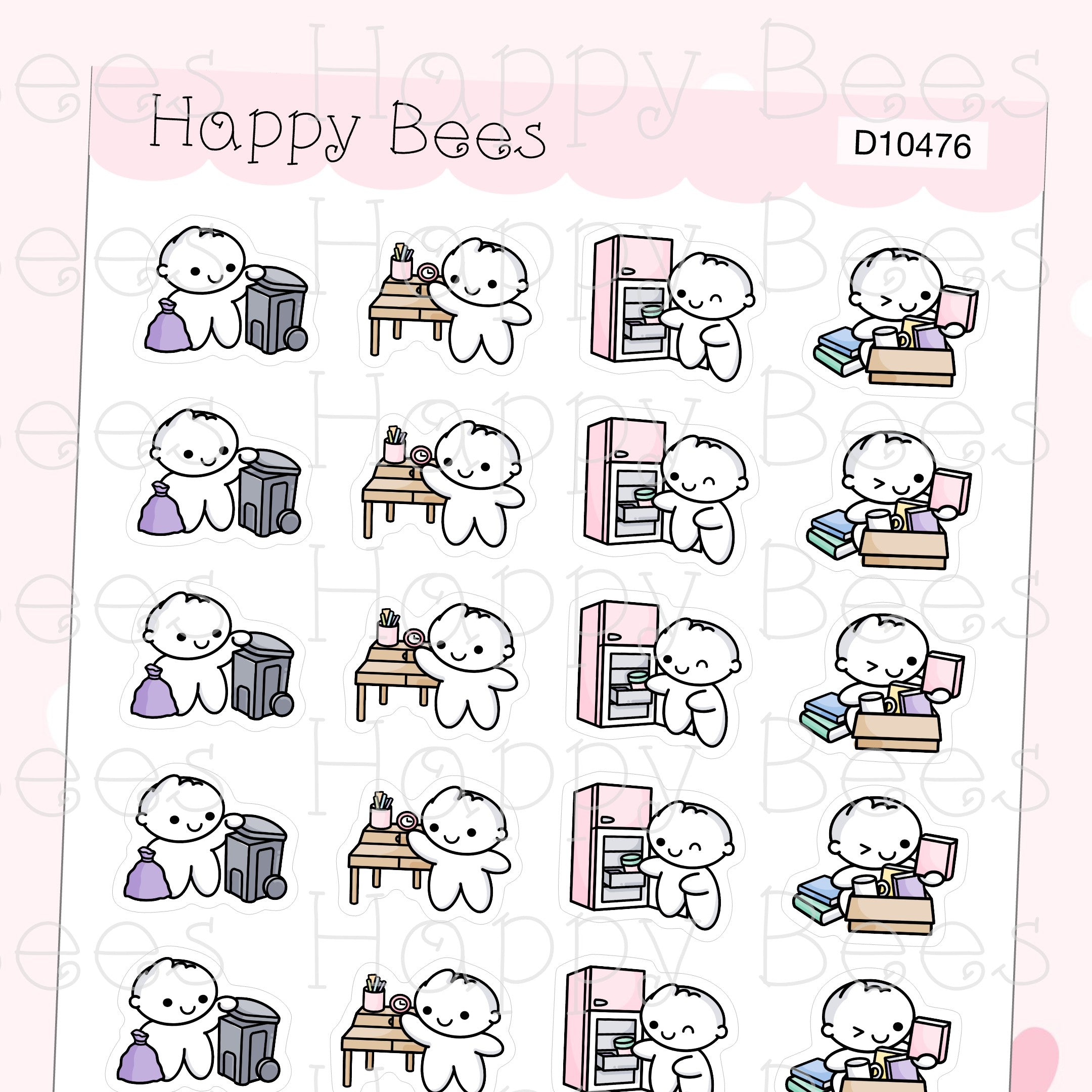 Decluttering Doodles - Cute Chores Cleaning Planner Stickers D10476