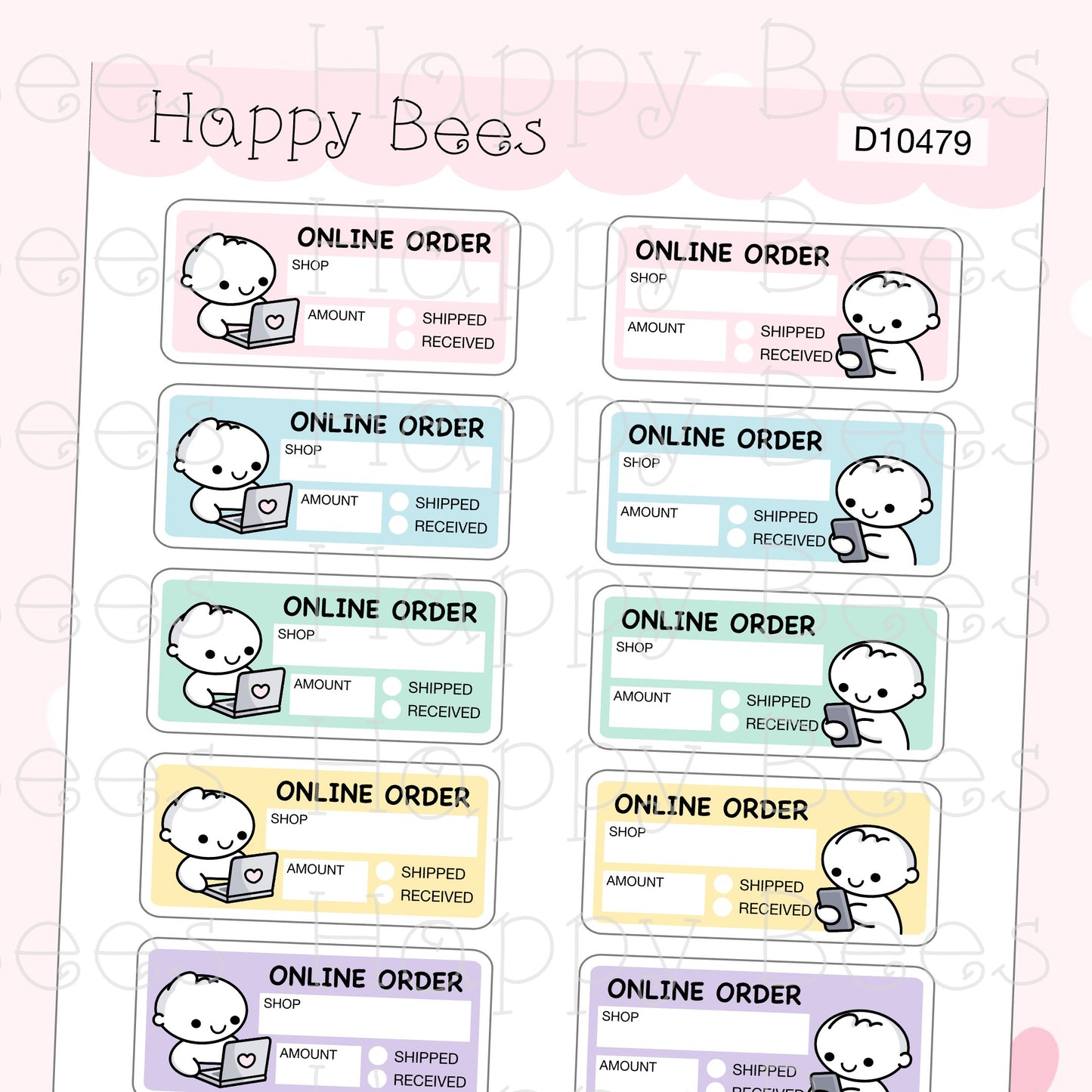 Online Order Boxes - Cute Doodles Hobonichi Cousin Chores Planner Stickers D10479