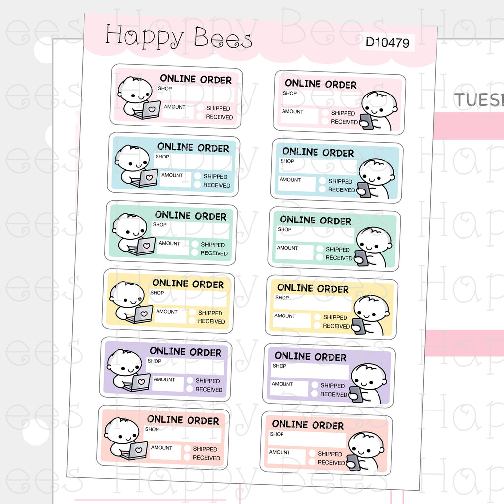 Online Order Boxes - Cute Doodles Hobonichi Cousin Chores Planner Stickers D10479