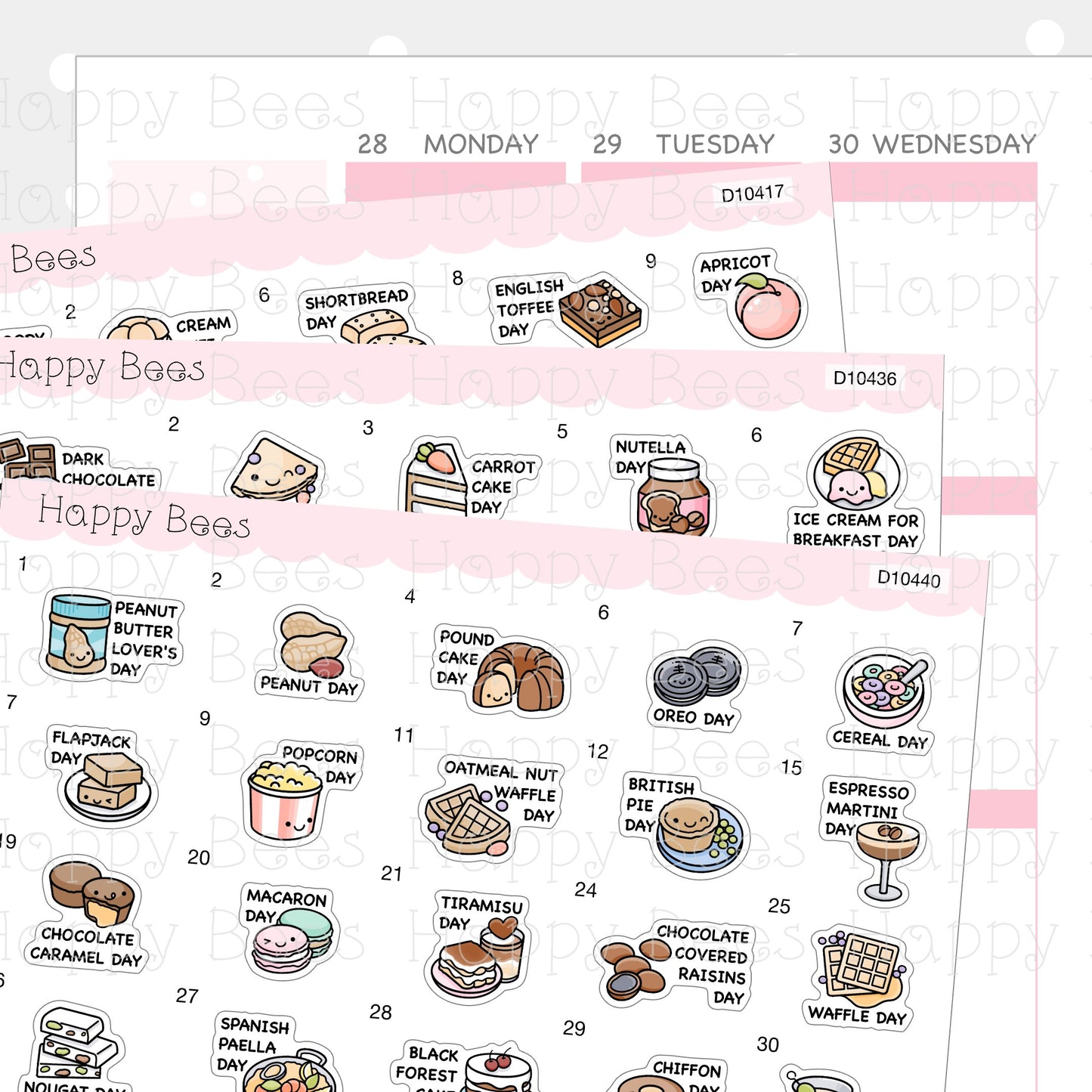 Food Holiday Doodles / January to June 2023 - Cute Festival Planner Stickers