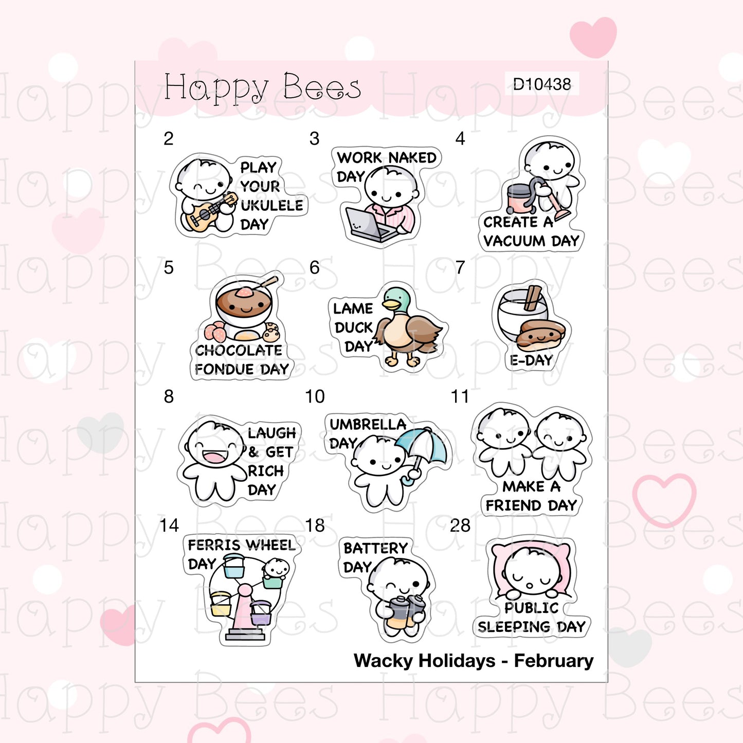 Wacky Holiday Doodles / January to June 2023 - Cute Journal Planner Stickers