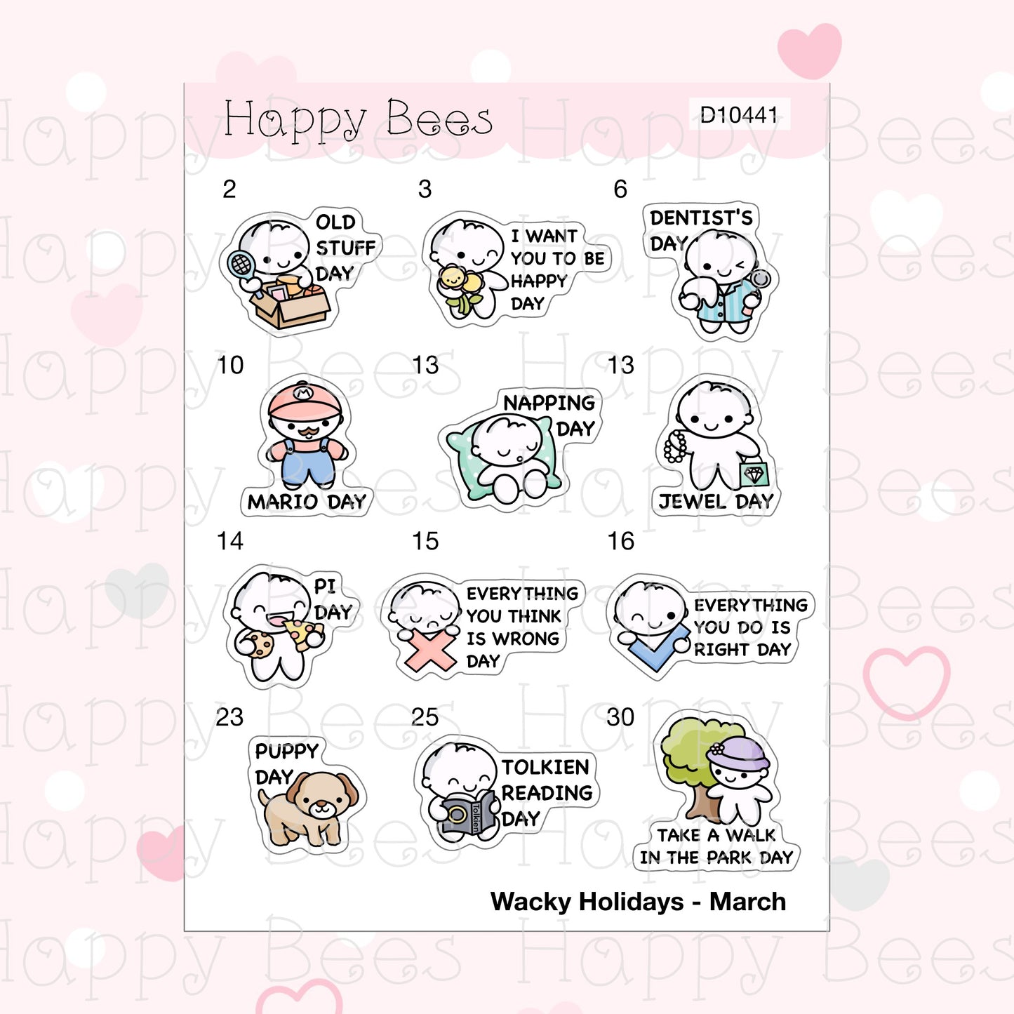 Wacky Holiday Doodles / January to June 2023 - Cute Journal Planner Stickers