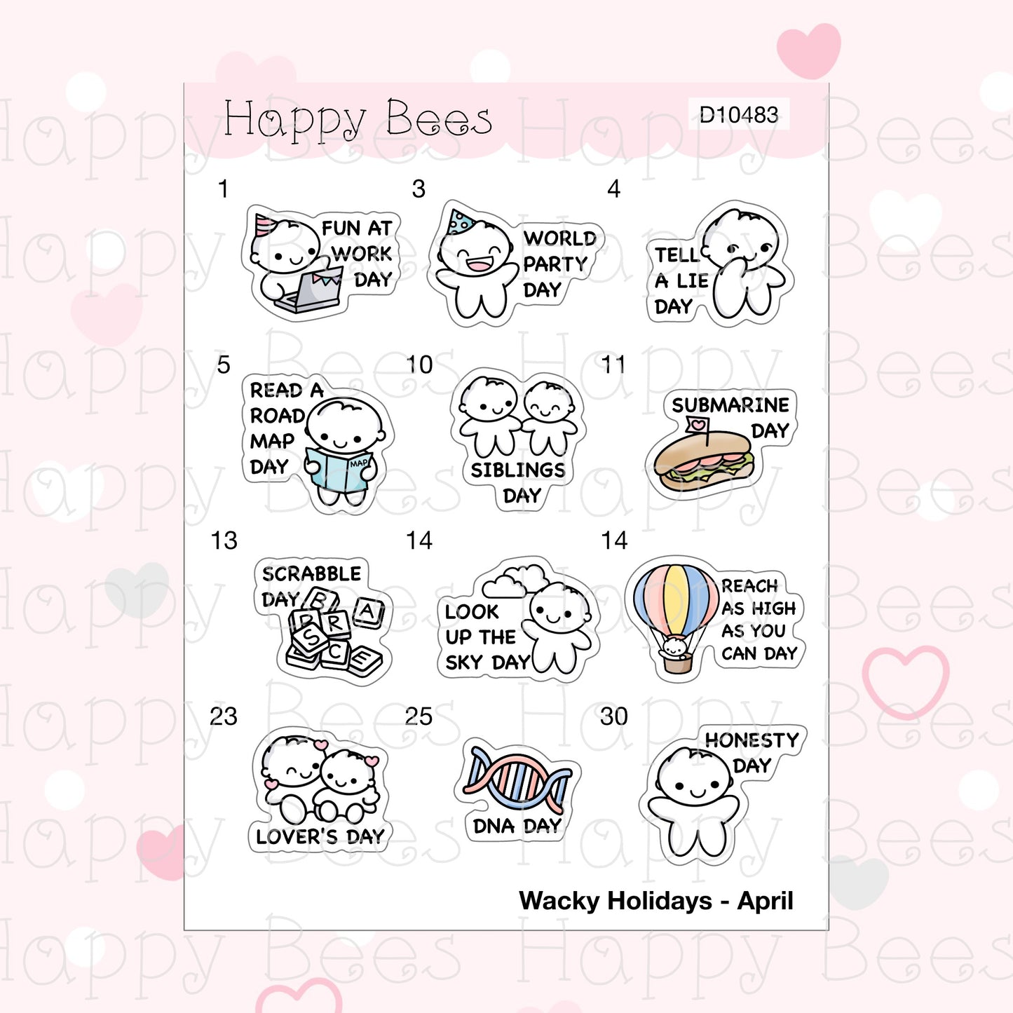 Wacky Holiday Doodles / January to June 2023 - Cute Journal Planner Stickers