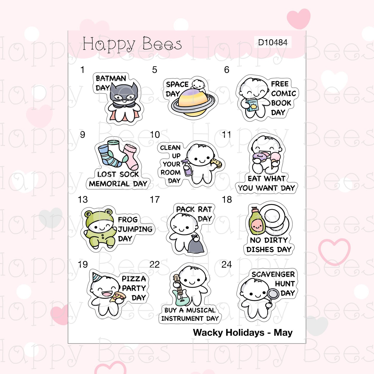 Wacky Holiday Doodles / January to June 2023 - Cute Journal Planner Stickers