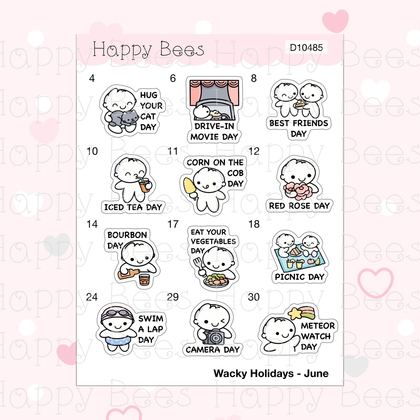 Wacky Holiday Doodles / January to June 2023 - Cute Journal Planner Stickers