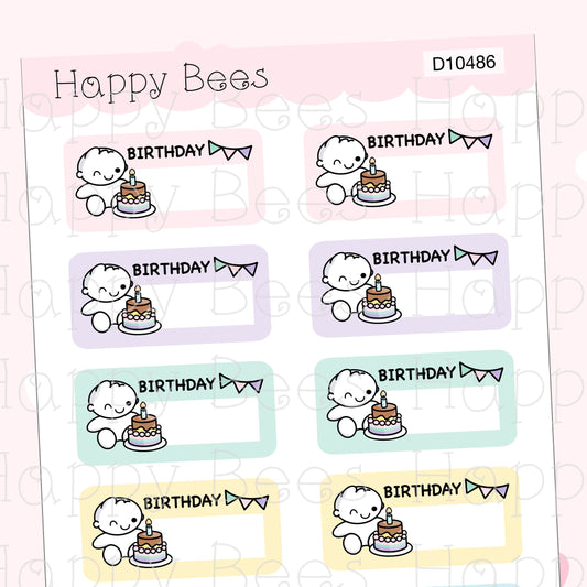 Birthday Boxes - Cute Doodles Hobonichi Cousin Planner Stickers D10486